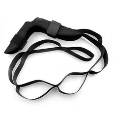 QIDINA 久坐族必備多段式升級腿部拉筋伸展帶-A, 黑, 1個