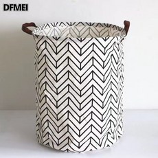 DFMEI 家用髒衣服簍玩具收納桶格子布藝棉麻髒衣籃大號可摺疊防水收納筐, 1個, 如圖