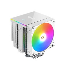 富鈞 AK6 Dual Digital 雙塔雙風扇 溫控 CPU散熱器 雙風扇散熱 數位顯示, 1個, 白色