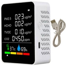 高雄現貨 附發票 六合一空氣品質監測器 PM2.5 甲醛 TVOC 二氧化碳 溫度 濕度 空氣檢測器, 1個, 6合1空氣品質監測器