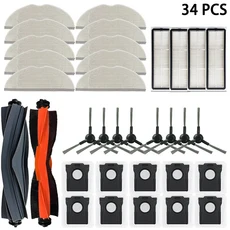 드리미 모바 S10 / 플러스 로봇 클리닝기 액세서리 먼지 봉투 메인 사이드 브러시 천 HEPA 필터 예비 부품, 01, 09 34피스