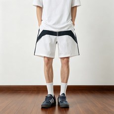 XIYULIMAN 남성용 아메리칸 캐주얼 배색 속건성 데일리 5부 반바지
