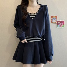 여성투피스 여성세트 후드티 + 스커트 슬림핏 긴팔티 + 미니스커트 ZFY582578 51