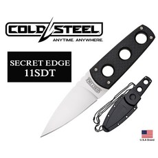 Cold Steel冷鋼SECRET EDGE小直刀AUS8A鋼刀刃Griv握柄附刀鞘【CS11SDT】, Black, 1個