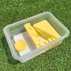 꼬망구 도마뱀 치즈 은신처 지곤 케이지 세트 사육장, 1개, 노랑색