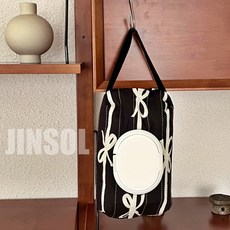 진솔 물티슈 파우치 케이스 고리 다용도 보관함, 블랙 리본