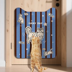 貓抓板立式牆貼耐磨不掉屑防貓抓沙發保護粘貼式貓抓墊磨爪板玩具, 1個, 萌貓幸運條紋毛氈貓抓板35*50cm:48小時發貨