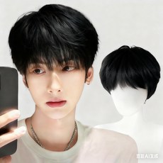 샤일리 자연스러운 남성 통가발 패션가발, 1개, 자연블랙