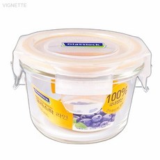 글라스락 라인원형 미니 165ml 유리 밀폐용기 1인분소분 냄새안배 투명유리통 남은음식정리, 1개