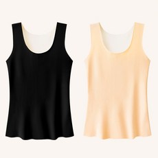 기쯔 겨울 여성 기모 슬림핏 발열 런닝 방한 나시 2P