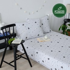 플루마즈오 고정밴딩 귀여운 캐릭터 어린이 침대 패드겸 이불, 그레이