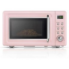 ARLIME 레트로 전자레인지 0.7Cu.ft 700와트 조리대 5마이크로 파워 제상 및 자동 조리 기능 LED 디스플레이 차일드 락 주방용 핑크 스몰 RV 기숙사용, Pink