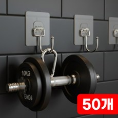 초강력 무타공 벽걸이 후크 고리 접착식 욕실 걸이, 50개, 퓨어투명