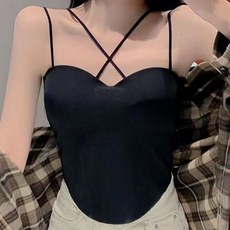 SISI【U23017】冰絲涼感運動細肩帶背心，交叉美背設計，內置胸墊，修身顯瘦，瑜珈跑步內搭外穿