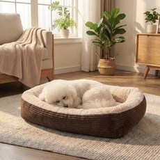 프리픽 통세탁 강아지 마약 방석 푹신한 쿠션 침대, 1개, 브라운