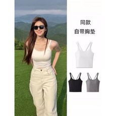 美背帶胸墊背心 韓版素色內搭外穿上衣 無袖休閒運動瑜伽涼感背心