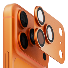 지모 아이폰 풀커버 메탈 프레임 카메라 렌즈 강화유리 필름 오렌지, 1개