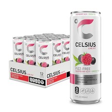 셀시우스 피즈프리 라즈베리 아사이 그린티 에너지 드링크 355ml 12캔 2774437, 피즈 프리 라즈베리 아사이