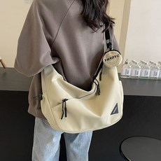 YHAOYC 郵差包 女用 大容量 斜挎包 防水尼龍包, 米白色