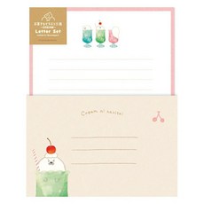 【莫莫日貨】日本製 古川紙工 動物甜點工房系列 美濃和紙信封信紙組 (共4款) 可愛信紙 文具, 1個, 04.奶油蘇打水海豹 LLL486