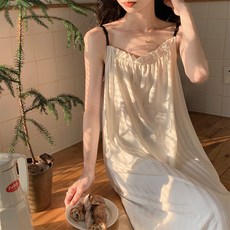 민소매 끈나시 잠옷 원피스 롱 파자마 홈웨어 - 빅사이즈 바캉스 해외 호텔 비키니