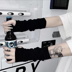 涼感冰絲袖套 防曬袖套 防紫外線手套 跑步運動護手臂套 寬鬆開車遮陽袖套 戶外運動袖套, jk冰袖黑色, 1個