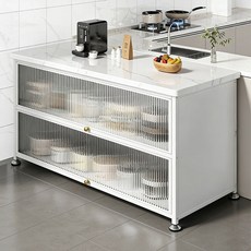 SeekFun 다용도 주방 수납장 세라믹 상판 고하중 하부장 식탁 도어형 커피머신 진열장 1000 1200, 화이트 3단