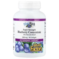 네추럴팩터스 블루베리 500mg 90캡슐 Natural Factors, 3개, 90정