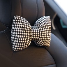 하운드투스 차량 허리쿠션 리본 체크무늬 운전 등쿠션 새차선물 차꾸미기, 목쿠션1개, 1개