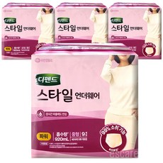 디펜드 스타일 언더웨어 여성 파워, 4개, 9개입