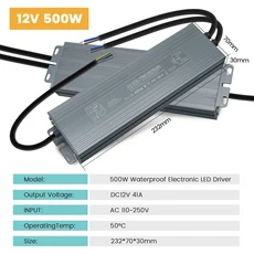 AC컨버터 방수 전원 공급 장치 IP67 야외 LED 조명 변압기 AC110V-250V에서 DC 12V 24V로 변환 드라이버 10, [22] 12V 500W