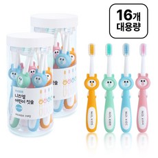 니즈엘 바니케어 듀얼 미세모 키즈칫솔 3~12세용 저자극 토끼칫솔, 2개, 8개입, 혼합색상