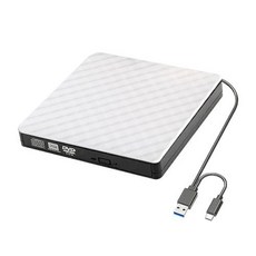 DVD 플레이어 슬림 외장 라이터 드라이브 3.0 타입 버너 리더 노트북 데스크탑용 고속 데이터 전송 녹음기, 2) White, 1개