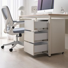 머드비 이동식 3단 책상서랍장 YE1127, 화이트