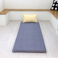 인터카마 멀티싱글 1인 가로70cm 두꺼운 양면 매트 3단접이식 바닥요 까는이불 12color, (70x195), 스트라이프 네이비
