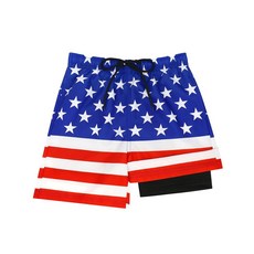 Sarfel 압축 안감이 있는 남아용 수영 트렁크 아동용 수영복 보드 반바지 십대 소년 빠른 건조 반바지 미국 국기 10-12세 152060