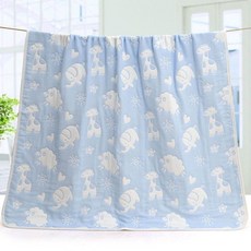 유아 목욕 수건 순수한 면 신생아 아기 덮개 담요 어린이 목욕 어린이 흡수 6 층 거즈 아기 목욕 수건, 하늘색 코끼리 사슴, 1개