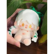 광유 10cm 녹색 리본 속성 면 인형 턱받이 바지 정장 아기 옷 봉제 펜던트 선물, 뼈없음 10cm 일반 몸체, 초록 리본 누드 + 리본