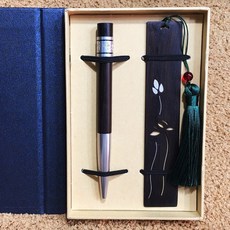 中國風黑檀木製鑲嵌荷葉書簽複古典鑲銀紅木鋼筆紫檀禮品定製批髮, 1個, 六字真言套裝