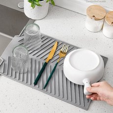 싱크대 실리콘 그릇 드라잉 매트 건조대, 그레이