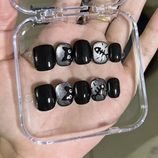 純手工可愛手繪美甲 甜酷風 穿戴可拆卸短款美甲, 1個, 4.L適合甲床特別寬肉肉手的仙女, N/A