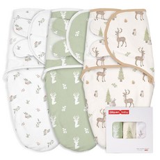 GLLQUEN BABY 신생아용 지퍼가 달린 아기 포대기 침낭 3팩 - 0-3개월 포대기 유아 가방 무지개 및 태양 담요 랩 스몰/미디엄 122107, 크리스마스 포레스트 캐롤