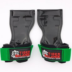 타이거밸런스 헬스 스트랩 그립, 그린 스트랩 + 로고 블랙, 1세트