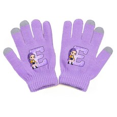 Kpop 獵魔女團動漫卡通人物字母印花觸控螢幕手套 - 兒童秋冬可愛五指手套