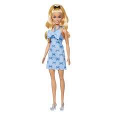바비 Barbie 패셔니스타 리본 블루 원피스 키세카에 인형. 하우스 잔디