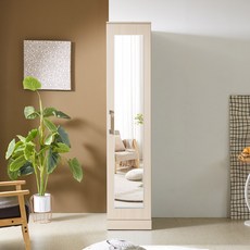 솜씨방가구 라온 친환경 E0 400 거울 틈새옷장(이단봉형), 매플