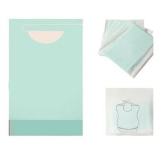 一次性成人圍兜綁帶式防水老人護理食飯兜 臥床病人無紡布圍嘴 拋棄式口水圍兜, 1套, 30片【單個獨立裝+免洗】, 綠色, 30個裝