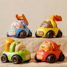 토요요 유아 캐릭터 관성 미니 트럭 장난감 세트 자동차 역할놀이 선물 추천 QZ-GX1, 1세트, 동물차