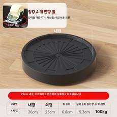 52QUAD 가습기거치대 건조기 원형 거치대 협탁, 기본 색상, 원형 블랙 내경 20cm 4개 회전 바퀴