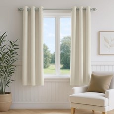 FMFUNCTEX 침실용 100% 암막 밸런스 커튼 크림 질감의 주방 창문 45.7cm18인치 길이 단열 거실용 로드 포켓 드레이프 룸 다크닝 패널 1개 155348